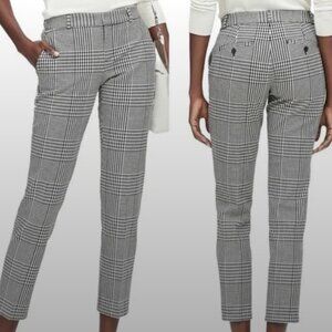 Banana Republic Avery Straight Leg Ankle Trouser Pants in Houndstooth Plaid